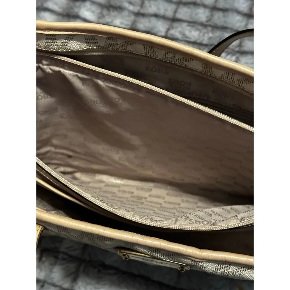 Michael Kors Beige and Cream Large Tote Bag